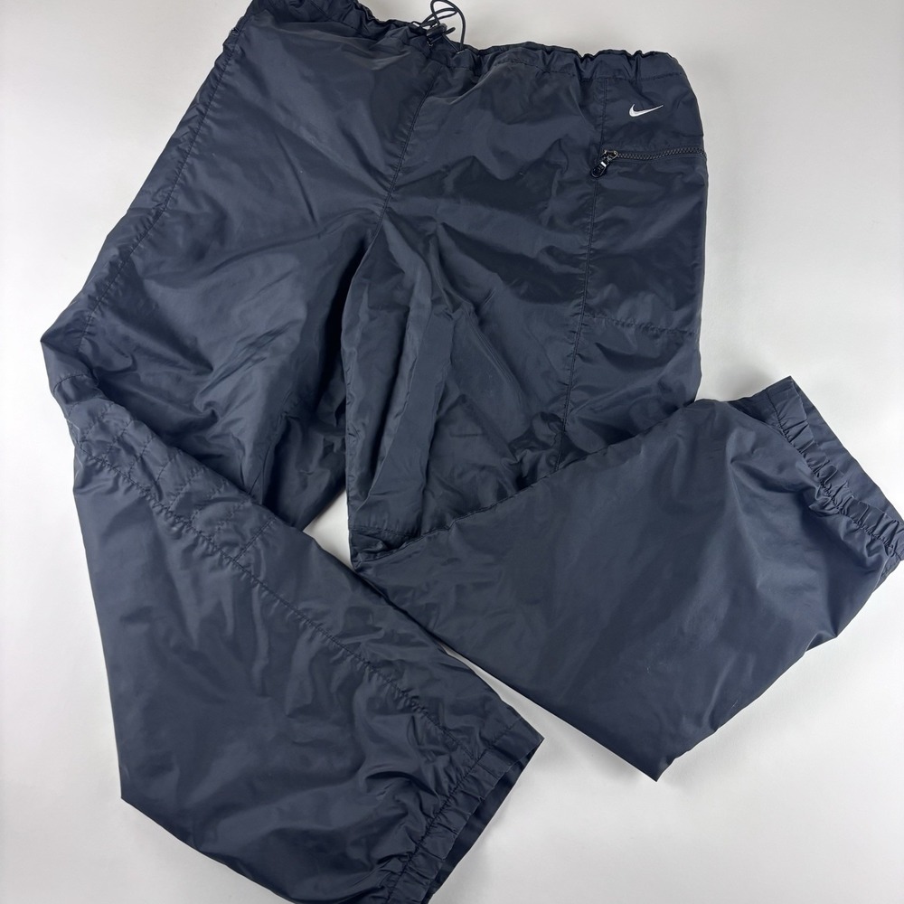 Vintage Nike Track Pants Mens XL Black Windbreaker Baggy Wide Leg Y2K